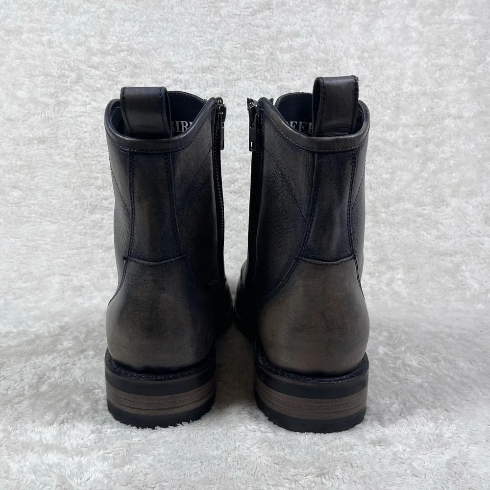 Freebird‎ Idaho Boots Mens Sz 11 Gray Leather Combat Style Distressed Side Zip